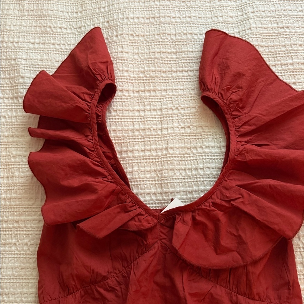 French Connection Red Ruffle Top - Picture 2 of 4